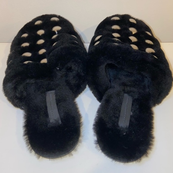 Alexander Wang Amelia Studded Lamb Fur Mule Slides Slippers - Picture 12 of 15